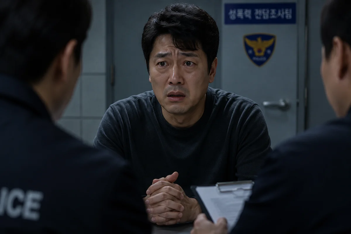 상속재산분할협의 등기 무효|성폭력 전담조사팀에서 경찰 조사를 받는 남성의 모습